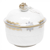 Herend Princess Victoria Light Blue Covered Sugar w/ Rose