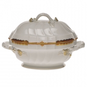 Herend Princess Victoria Rust Tureen W/Branch - 2 Qt