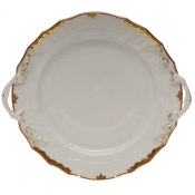 Herend Princess Victoria Rust Chop Plate W/Handles -12"