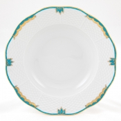 Herend Princess Victoria Turquoise Rim Soup Plate - 8"