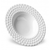 L'Objet Aegean White Rimmed Serving Bowl