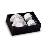 L'Objet Aegean Platinum Tea Cup + Saucer (Gift Box of 2)