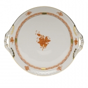 Herend Chinese Bouquet Rust Round Tray W/Handles11.25"D