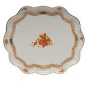 Herend Chinese Bouquet Rust Scallop Tray11.25"L X 9.5"W