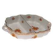 Herend Chinese Bouquet Rust Divided Hors Doeuvre