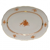 Herend Chinese Bouquet Rust Platter15"L X 11.5"W