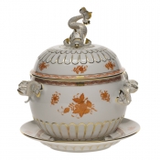 Herend Chinese Bouquet Rust Tureen & Platter(4 Qt) 12.25