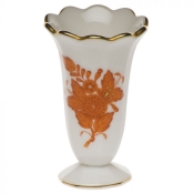 Herend Chinese Bouquet Rust Scalloped Bud Vase - 2.5"