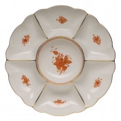Herend Sectioned Appetizer Dish - Rust