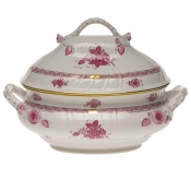 Herend Chinese Bouquet Raspberry Tureen W/Branch(4 Qt) 10"H
