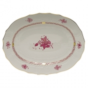 Herend Chinese Bouquet Raspberry Platter17"L X 12.5"W