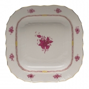 Herend Chinese Bouquet Raspberry Square Fruit Dish11"Sq