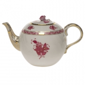 Herend Chinese Bouquet Raspberry Tea Pot W/Rose(36 Oz) 5.5"H