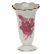 Herend Chinese Bouquet Raspberry Scalloped Bud Vase -2.5"