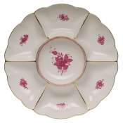 Herend Sectioned Appetizer Dish - Raspberry