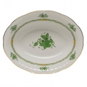 Herend Chinese Bouquet Green Oval Vegetable Dish -10"x 8"