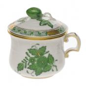 Herend Chinese Bouquet Green Pot De Creme w /Berry