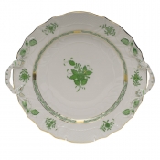 Herend Chinese Bouquet Green Chop Plate w/ Handles -12"