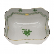 Herend Chinese Bouquet Green Square Salad Bowl10"Sq
