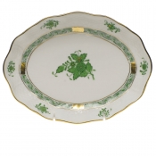 Herend Chinese Bouquet Green Small Oval Dish 7.5"L X 1.5"H