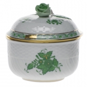 Herend Chinese Bouquet Green Sugar Covered W/Rose(6 Oz) 4"H