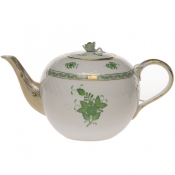 Herend Chinese Bouquet Green Tea Pot W/Rose(84 Oz) 6.75"H