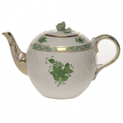 Herend Chinese Bouquet Green Tea Pot W/Rose(36 Oz) 5.5"H