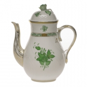 Herend Chinese Bouquet Green Coffee Pot w /Rose - 36 oz.