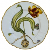 Anna Weatherley Flowers Of Yesterday Dinner Plate - Yellow/ Red Tulip