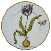 Anna Weatherley Flowers Of Yesterday Dinner Plate - Yellow + Purple Tulip