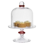 Juliska Nell Ruby Ruffle Petite Cake Dome + Stand Set