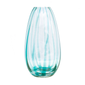 Vietri Bolla Glass Ash Blue Medium Pleated Vase - 14.5"