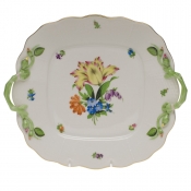 Herend Printemps Square Cake Plate W/Handles