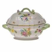 Herend Printemps Tureen W/Branch(2 Qt) 9.5"H