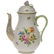 Herend Printemps Coffee Pot W/Rose- 60 Oz