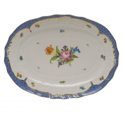 Herend Printemps Blue Border Platter15"L X 11.5"W