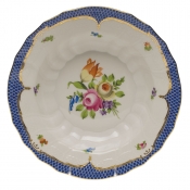 Herend Printemps Blue Border Rim Soup - 9.5"Motif 01