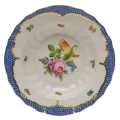 Herend Printemps Blue Border Rim Soup -9.5"Motif 02