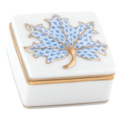 Herend Maple Leaf Box - Blue