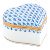 Herend Heart Box Blue Fishnet