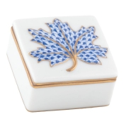 Herend Maple Leaf Box - Sapphire