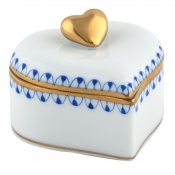 Herend Double Heart Box - Sapphire