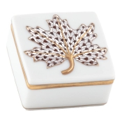 Herend Maple Leaf Box - Chocolate
