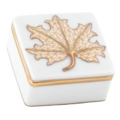 Herend Maple Leaf Box - Butterscotch