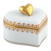 Herend Double Heart Box - Butterscotch