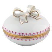 Herend Round Box With Bow - Raspberry