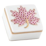 Herend Maple Leaf Box - Raspberry