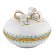 Herend Round Box With Bow - Key Lime