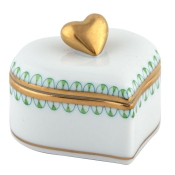 Herend Double Heart Box - Key Lime