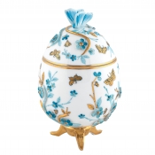 Herend Egg With Flowers- Blue